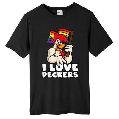 LGBT Rainbow Flag Rooster Pun I Love Peckers Gay Chicken Dad Tall Fusion ChromaSoft Performance T-Shirt