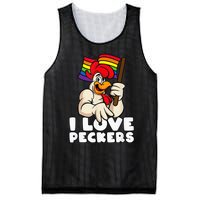 LGBT Rainbow Flag Rooster Pun I Love Peckers Gay Chicken Dad Mesh Reversible Basketball Jersey Tank