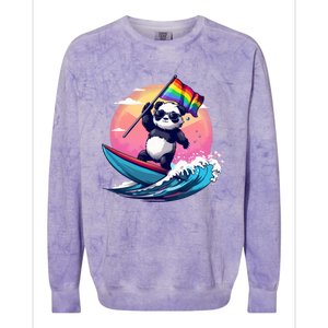 Lgbt Rainbow Flag Pride Lgbt Pride Month Surfing Bear Gift Colorblast Crewneck Sweatshirt