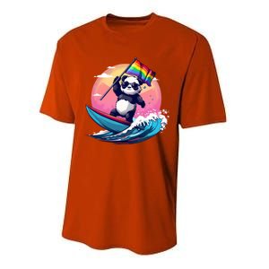 Lgbt Rainbow Flag Pride Lgbt Pride Month Surfing Bear Gift Performance Sprint T-Shirt