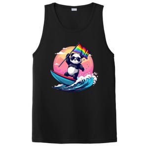 Lgbt Rainbow Flag Pride Lgbt Pride Month Surfing Bear Gift PosiCharge Competitor Tank