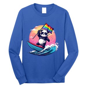 Lgbt Rainbow Flag Pride Lgbt Pride Month Surfing Bear Gift Long Sleeve Shirt