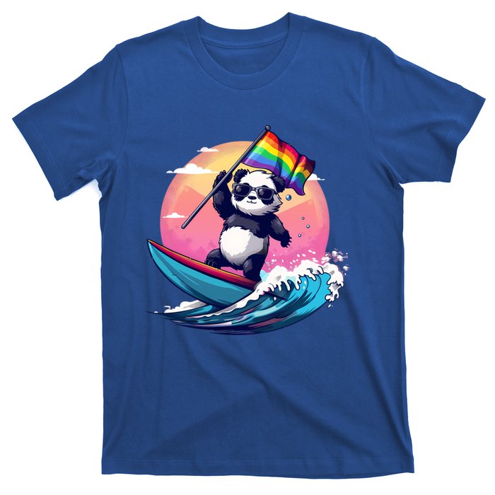 Lgbt Rainbow Flag Pride Lgbt Pride Month Surfing Bear Gift T-Shirt