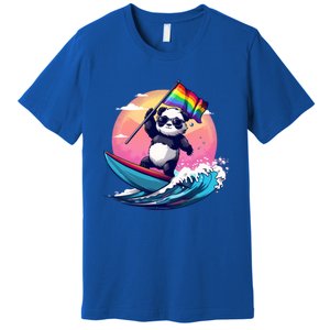 Lgbt Rainbow Flag Pride Lgbt Pride Month Surfing Bear Gift Premium T-Shirt