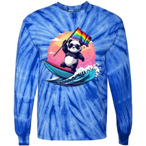 Lgbt Rainbow Flag Pride Lgbt Pride Month Surfing Bear Gift Tie-Dye Long Sleeve Shirt