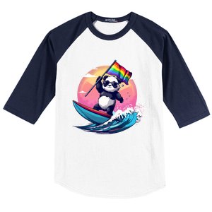 Lgbt Rainbow Flag Pride Lgbt Pride Month Surfing Bear Gift Baseball Sleeve Shirt