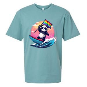 Lgbt Rainbow Flag Pride Lgbt Pride Month Surfing Bear Gift Sueded Cloud Jersey T-Shirt