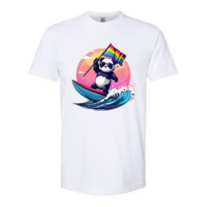 Lgbt Rainbow Flag Pride Lgbt Pride Month Surfing Bear Gift Softstyle CVC T-Shirt