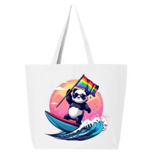 Lgbt Rainbow Flag Pride Lgbt Pride Month Surfing Bear Gift 25L Jumbo Tote