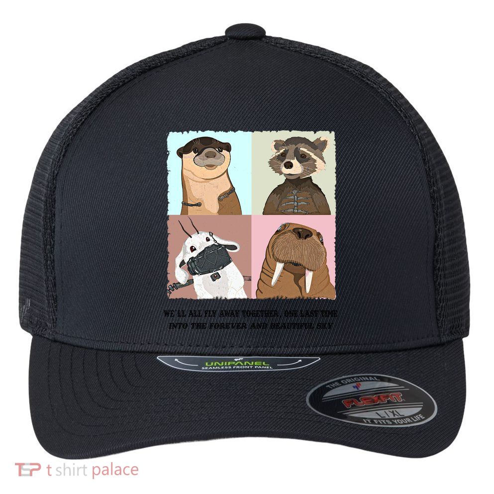 Lylla Rocket Floor Teefs Into The Forever And Beautiful Sky Rock Flexfit Unipanel Trucker Cap