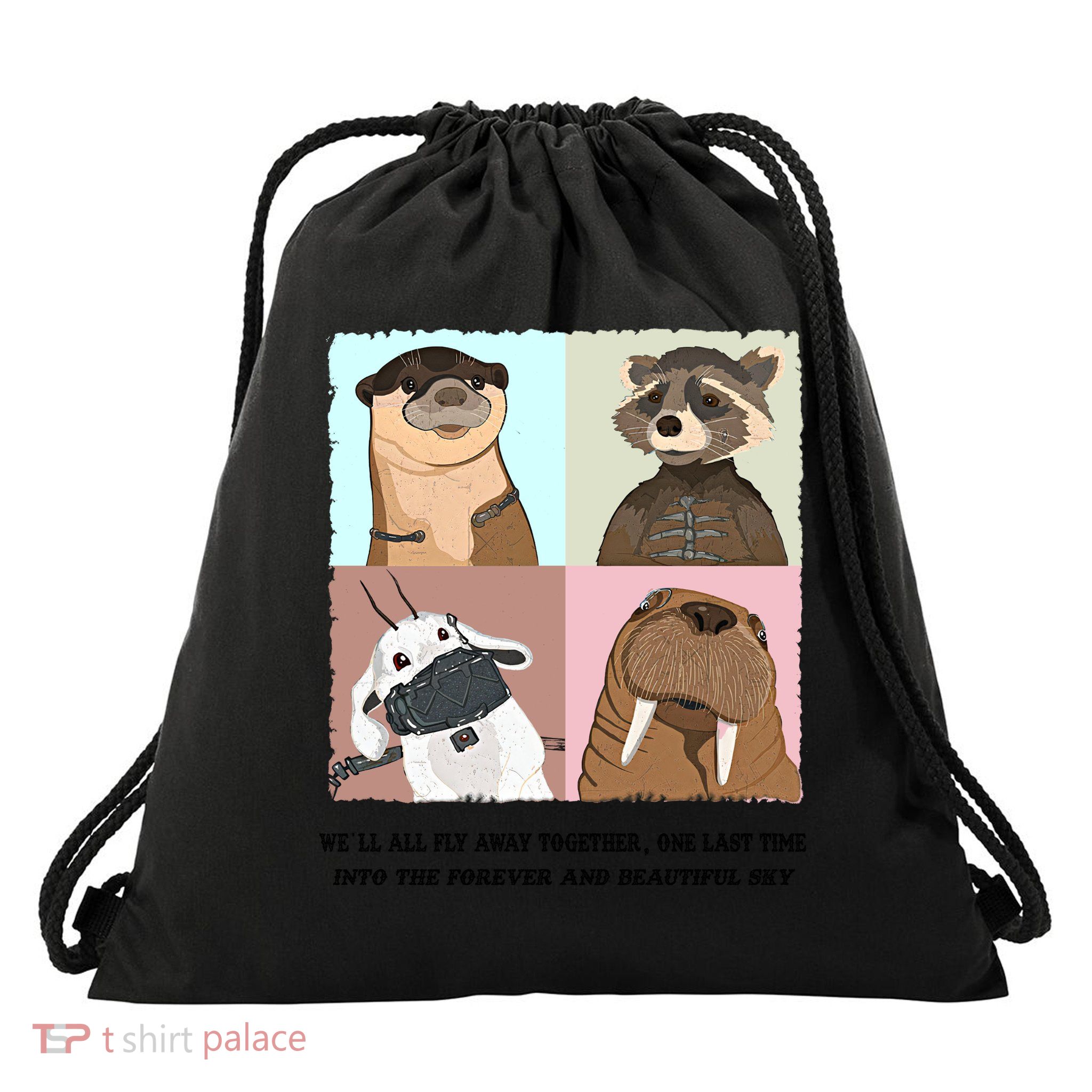 Lylla Rocket Floor Teefs Into The Forever And Beautiful Sky Rock Drawstring Bag