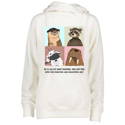 Lylla Rocket Floor Teefs Into The Forever And Beautiful Sky Rock Womens Funnel Neck Pullover Hood