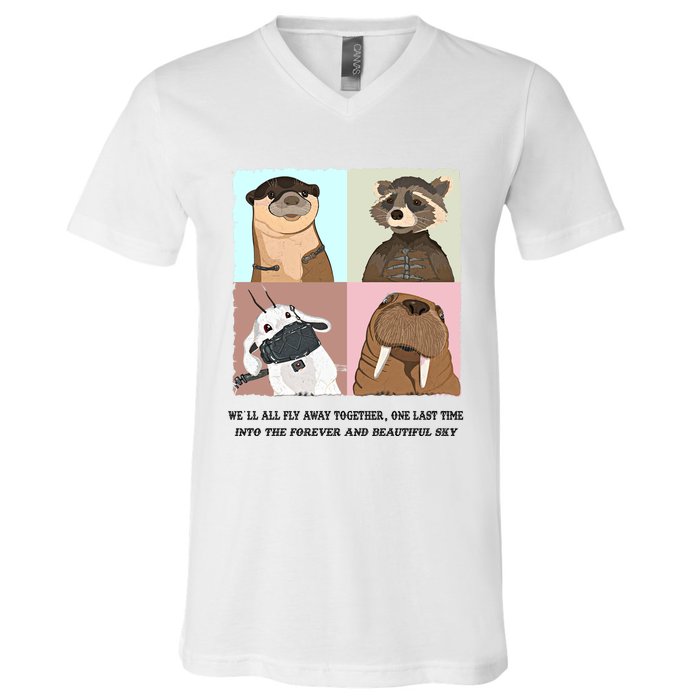 Lylla Rocket Floor Teefs Into The Forever And Beautiful Sky Rock V-Neck T-Shirt