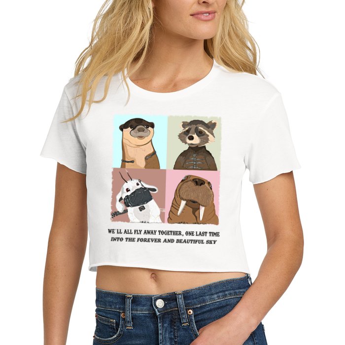 Lylla Rocket Floor Teefs Into The Forever And Beautiful Sky Rock Crop Top