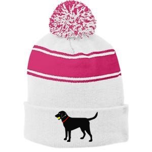 Labrador Retriever Fetch Black Lab Play Ball Stripe Pom Pom Beanie