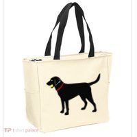 Labrador Retriever Fetch Black Lab Play Ball Zip Tote Bag