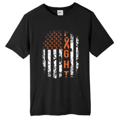 Leukemia Ribbon Fight American Flag Leukemia Awareness Tall Fusion ChromaSoft Performance T-Shirt