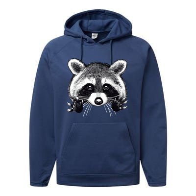 Little Raccoon Face Funny Raccoon Trashy Performance Fleece Hoodie