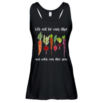 Let's Root For Each Other And Watch Each Other Grow Vegetables Ladies Essential Flowy Tank