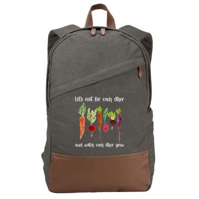 Let's Root For Each Other And Watch Each Other Grow Vegetables Cotton Canvas Backpack