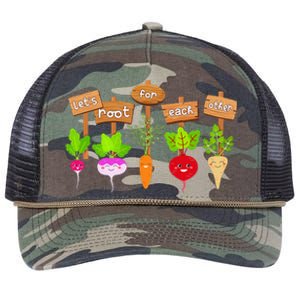 Let's Root For Each Other Funny Vegetable Vegan Retro Rope Trucker Hat Cap