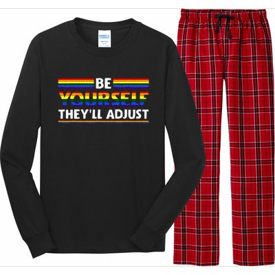 Lgbt Rainbow Flag Pride Be Yourself Theyll Adjust Long Sleeve Pajama Set