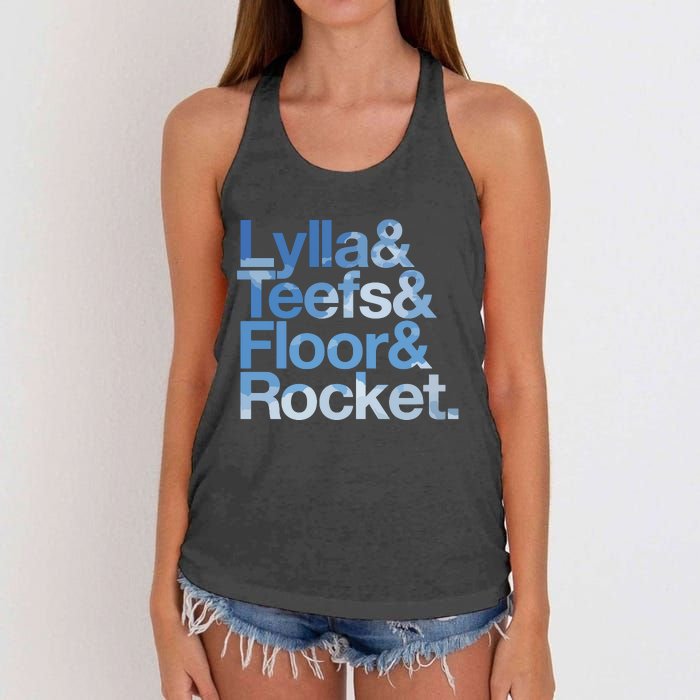 Lylla & Rocket & Floor & Teefs Funny Women's Knotted Racerback Tank