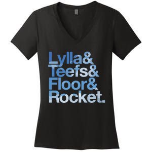 Lylla & Rocket & Floor & Teefs Funny Women's V-Neck T-Shirt