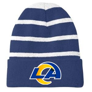 LA  Los Angeles Football Striped Beanie with Solid Band