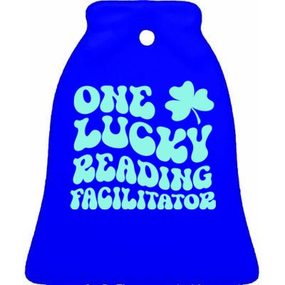 Lucky Reading Facilitator St Patrick's Day Teacher Groovy Gift Ceramic Bell Ornament