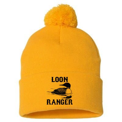 Loon Ranger Funny Common Loon Bird Watching Pom Pom 12in Knit Beanie