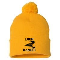 Loon Ranger Funny Common Loon Bird Watching Pom Pom 12in Knit Beanie
