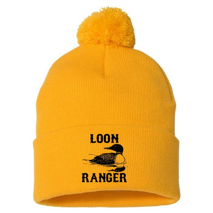 Loon Ranger Funny Common Loon Bird Watching Pom Pom 12in Knit Beanie