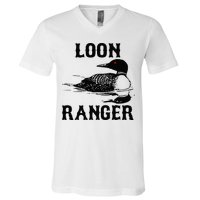 Loon Ranger Funny Common Loon Bird Watching V-Neck T-Shirt