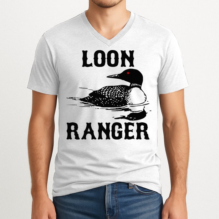 Loon Ranger Funny Common Loon Bird Watching V-Neck T-Shirt