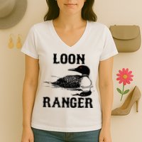 Loon Ranger Funny Common Loon Bird Watching Women's V-Neck T-Shirt
