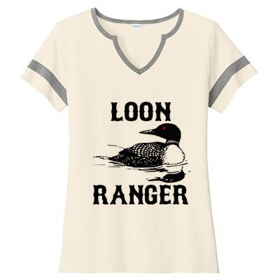 Loon Ranger Funny Common Loon Bird Watching Ladies Halftime Notch Neck Tee