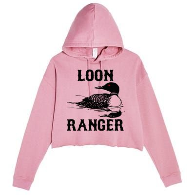 Loon Ranger Funny Common Loon Bird Watching Crop Fleece Hoodie