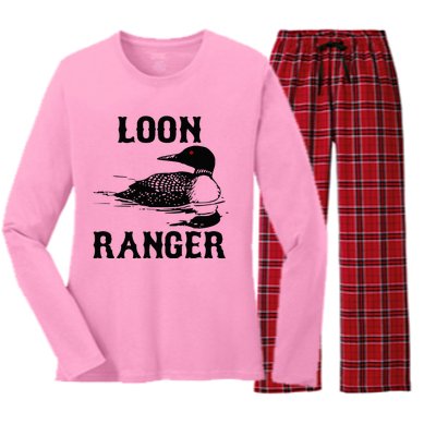 Loon Ranger Funny Common Loon Bird Watching Women's Long Sleeve Flannel Pajama Set 