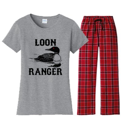 Loon Ranger Funny Common Loon Bird Watching Women's Flannel Pajama Set