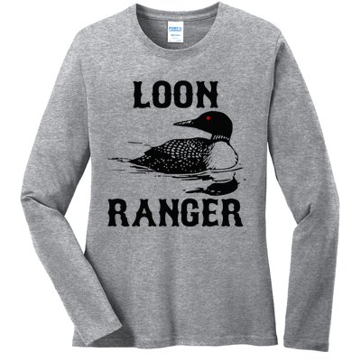 Loon Ranger Funny Common Loon Bird Watching Ladies Long Sleeve Shirt