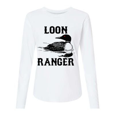 Loon Ranger Funny Common Loon Bird Watching Womens Cotton Relaxed Long Sleeve T-Shirt