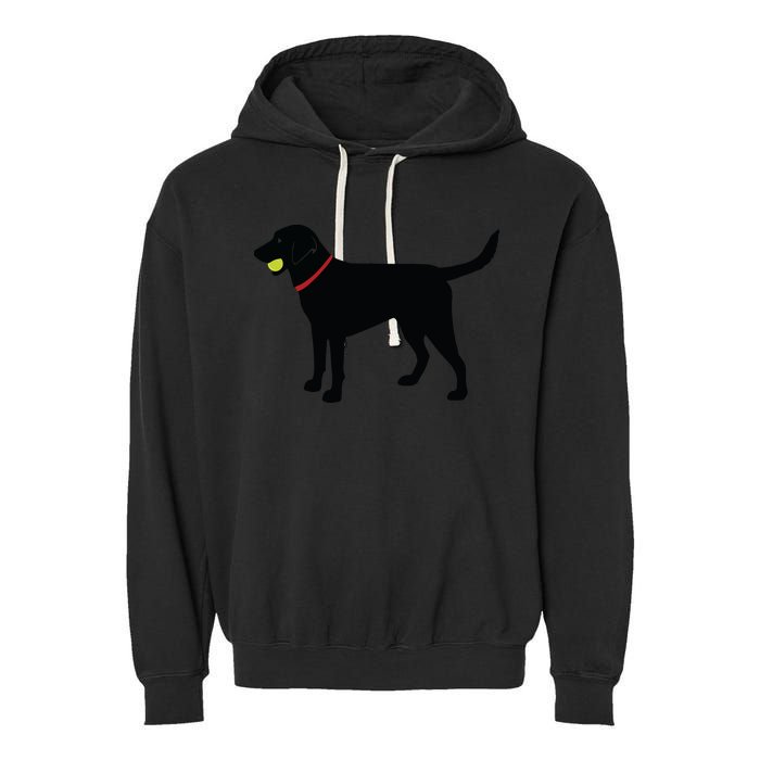 Labrador Retriever Fetch Black Lab Play Ball Garment-Dyed Fleece Hoodie