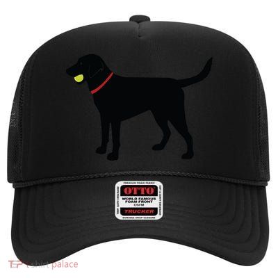 Labrador Retriever Fetch Black Lab Play Ball High Crown Mesh Back Trucker Hat