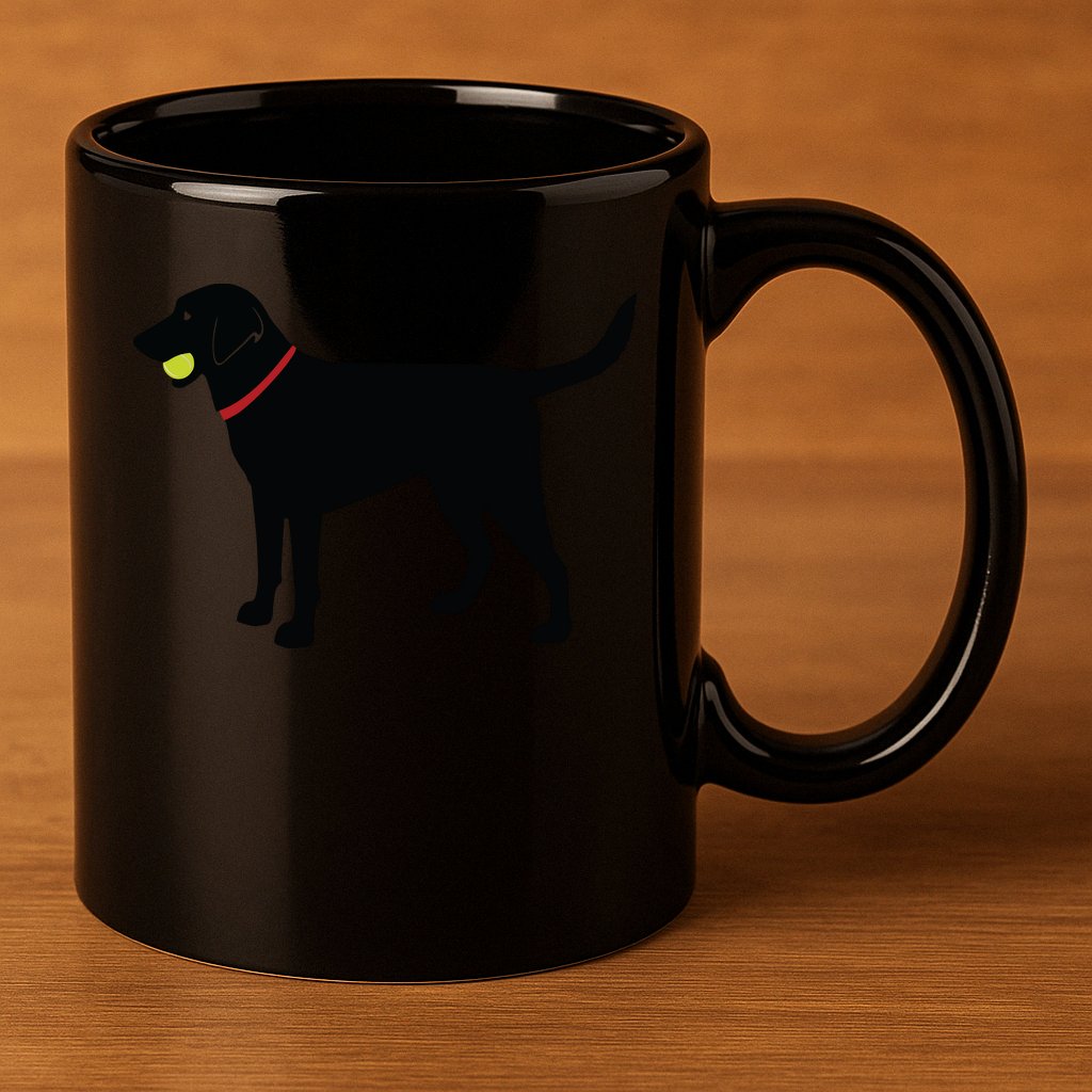 Labrador Retriever Fetch Black Lab Play Ball 11oz C Handle Ceramic Mug