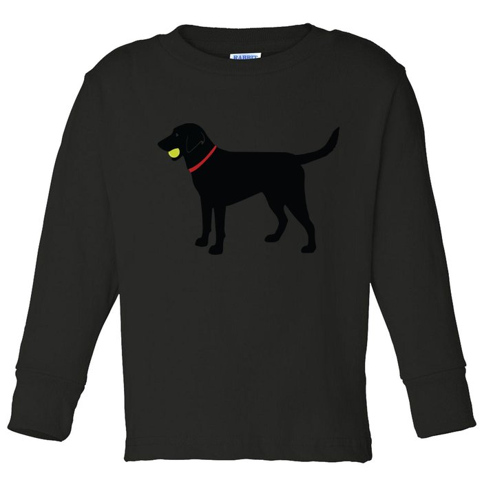 Labrador Retriever Fetch Black Lab Play Ball Toddler Long Sleeve Shirt