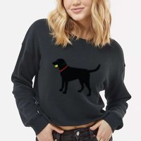Labrador Retriever Fetch Black Lab Play Ball Cropped Pullover Crew