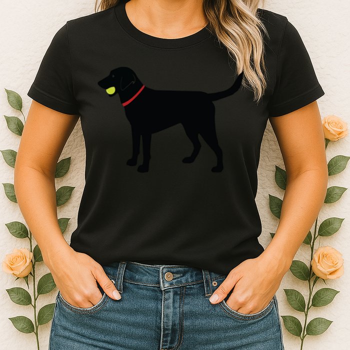 Labrador Retriever Fetch Black Lab Play Ball Womens T-Shirt