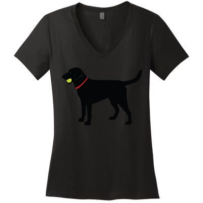 Labrador Retriever Fetch Black Lab Play Ball Women's V-Neck T-Shirt