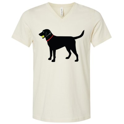 Labrador Retriever Fetch Black Lab Play Ball V-Neck T-Shirt